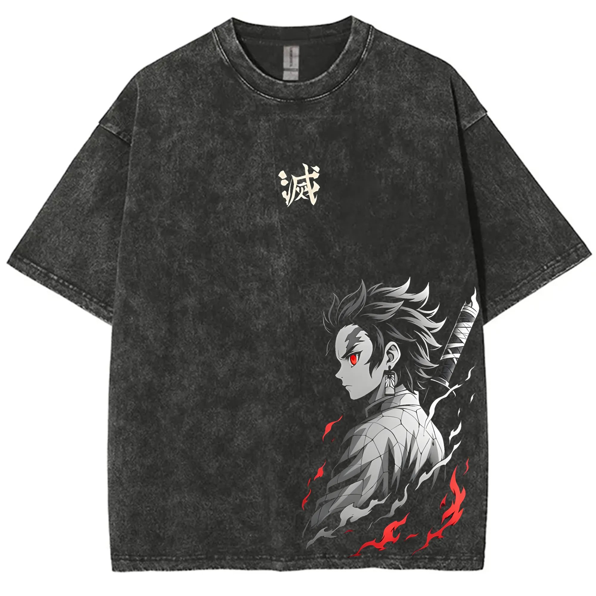 Street Fashion Magazine - เสื้อยืดลายกราฟิกสไตล์วินเทจลายดาบพิฆาตอสูร สำหรับผู้ชายและผู้หญิง ผ้าฝ้าย แขนสั้น เสื้อยืดลายอนิเมะ เสื้อลำลอง