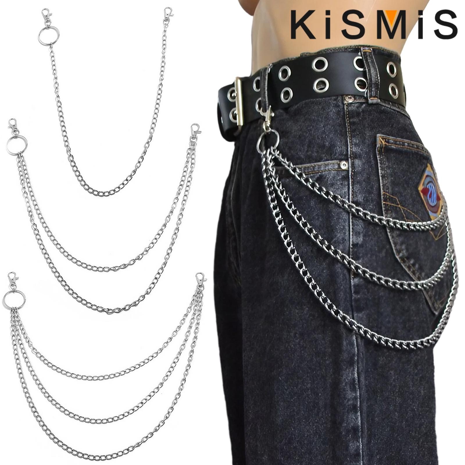 Street Fashion Jewelry - KISMIS 1 ชิ้น พวงกุญแจสไตล์พังก์สตรีท โซ่กางเกงหลายชั้น โซ่กระเป๋าสตางค์