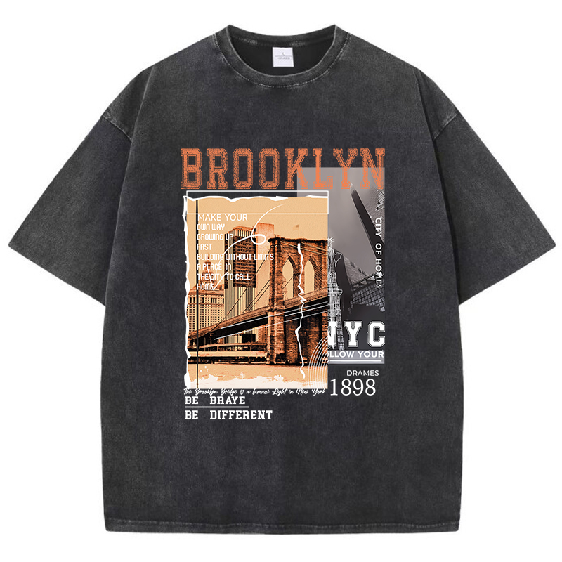 Street Fashion Nyc - Brooklyn 1898 NYC BE เสื้อยืดผู้หญิงผ้าคอตตอนแขนสั้นผ้านิ่มใส่สบายแนวสตรีทสำหรับเสื้อผ้าแนวฮิปฮอป
