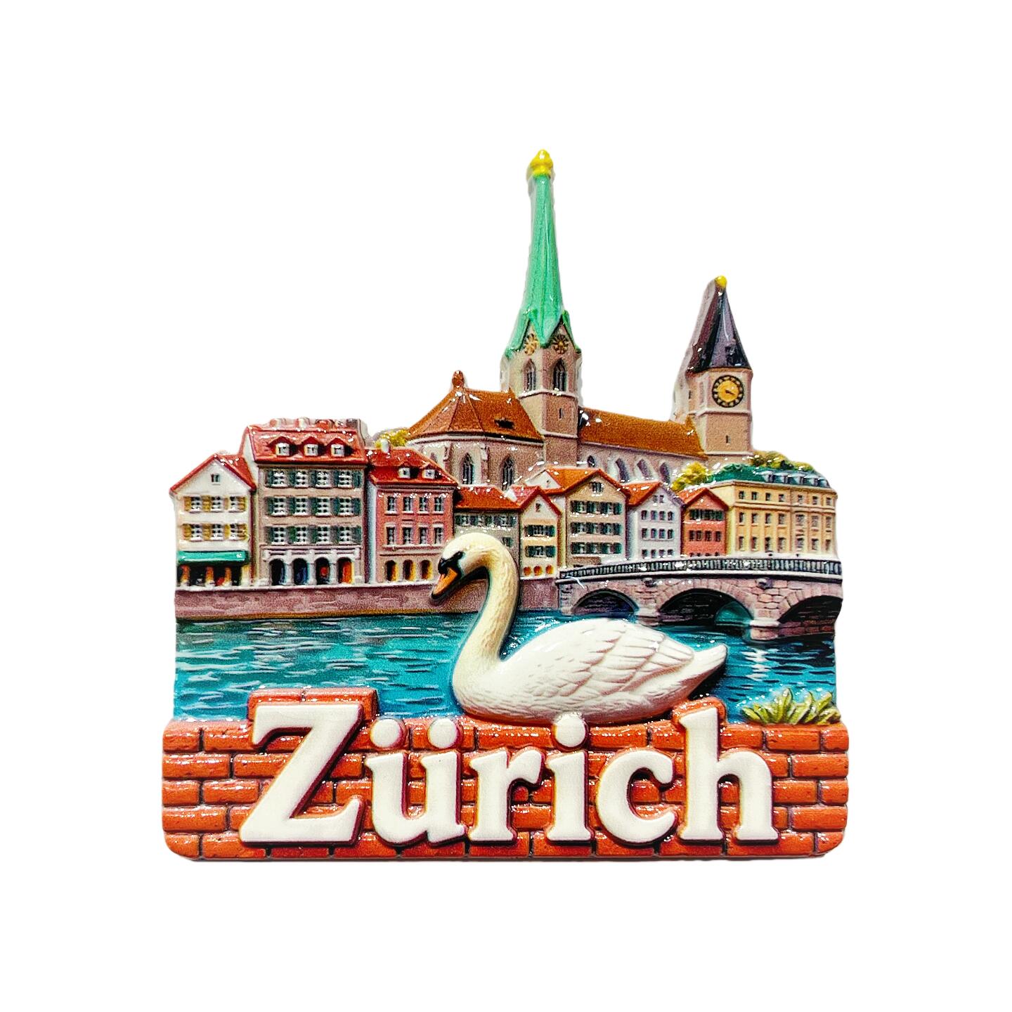 Street Fashion Zurich - ซูริก สวิตเซอร์แลนด์ วิวถนนเมืองสร้างสรรค์ 3 มิติ รูปหงส์