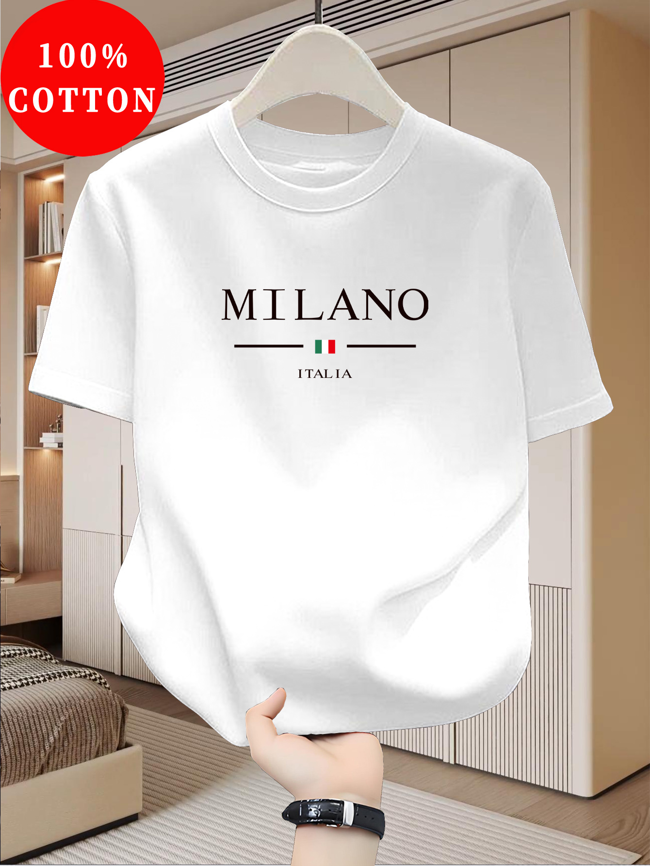 Street Fashion In Milan - เสื้อยืดลายพิมพ์มิลาน แขนสั้น ดีไซน์คอกลม ลำลองและทันสมัย สำหรับผู้ชายและผู้หญิง เสื้อท็อปสำหรับฤดูร้อนสไตล์สตรีท