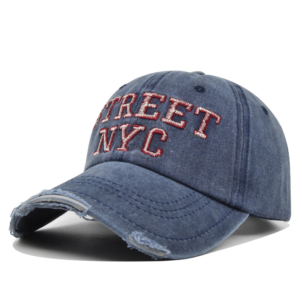 Street Fashion Nyc - ​ ล้าง Street เบสบอลหมวก NYC เย็บปักถักร้อยปรับ