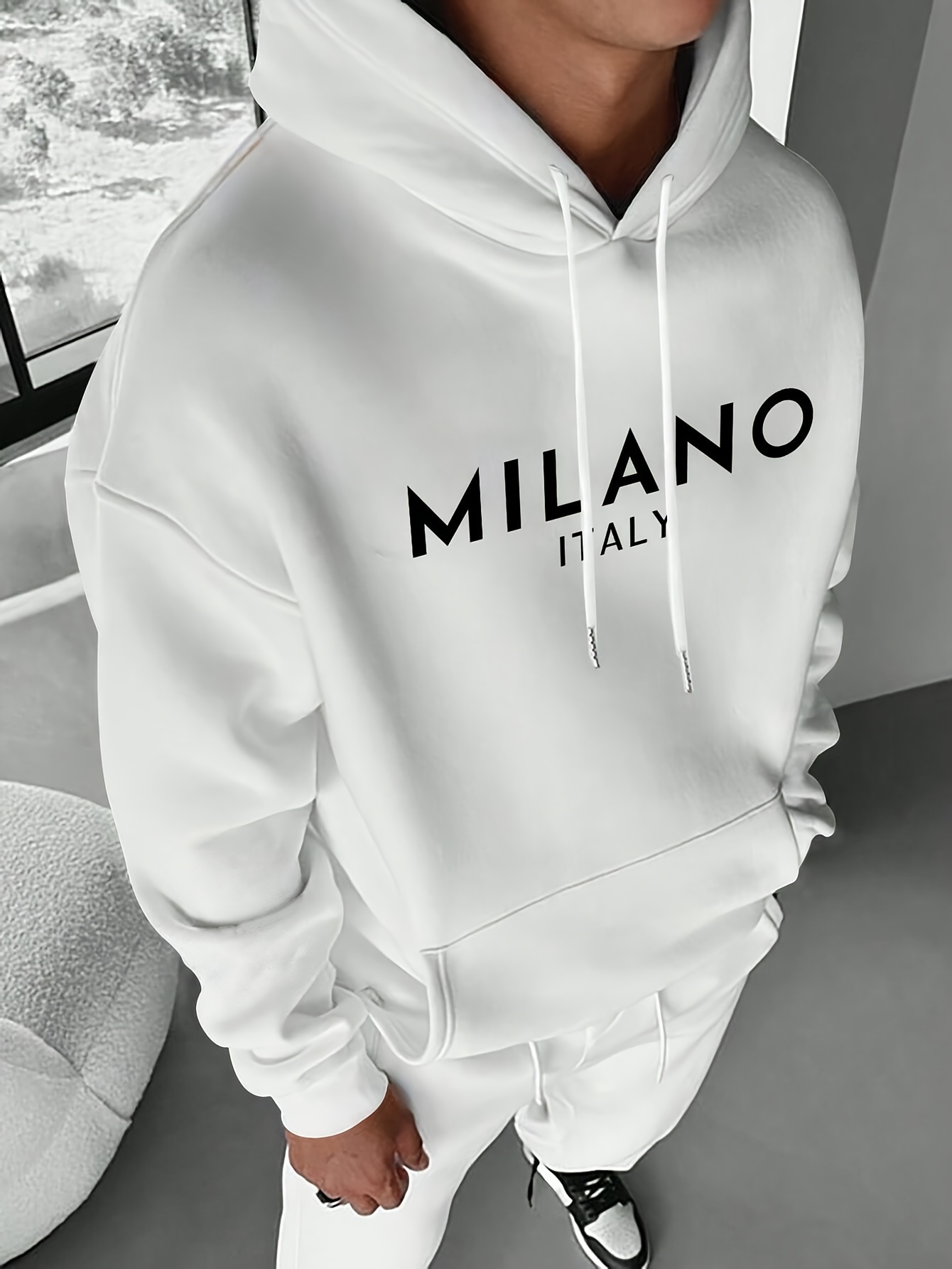 Street Fashion In Milan - เสื้อฮู้ดดี้ Milan Letter สำหรับผู้ชายและผู้หญิง สไตล์ลำลอง แฟชั่นสปอร์ต