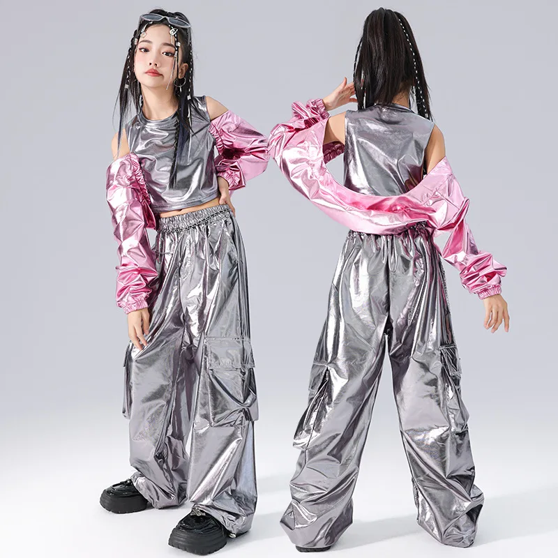 Street Fashion Show - ชุดเต้นแจ๊สสำหรับเด็กผู้หญิง ชุดเต้นสตรีทสีสันสดใสประดับเลื่อมยืดหยุ่นได้ สำหรับการแสดงบนเวที การแข่งขัน แฟชั่นโชว์ และการแสดงเป็นทีม