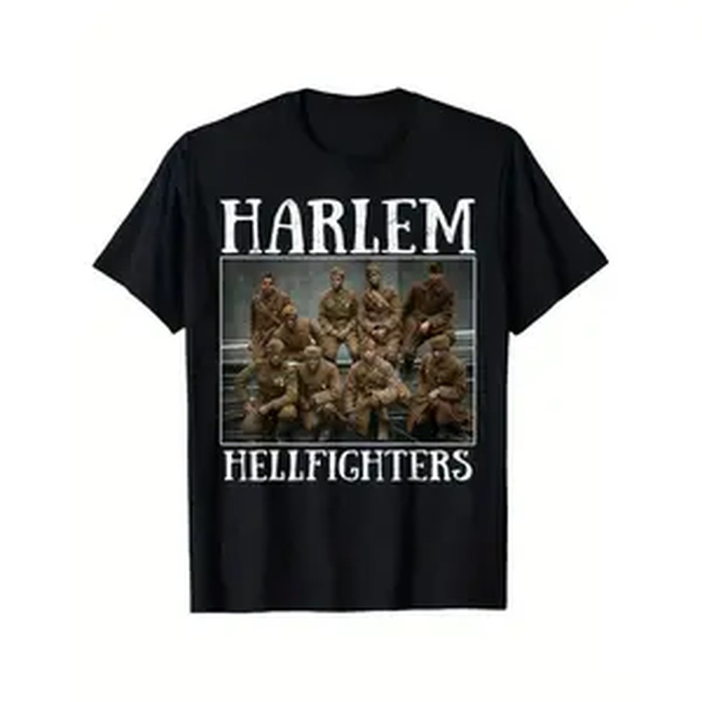 Street Fashion History - เสื้อยืดคอตตอนลายกอล์ฟสำหรับผู้ชายและผู้หญิง เสื้อ Harlem Hellfighters เสื้อยืดลายประวัติศาสตร์คนผิวดำแอฟริกันอเมริกัน เสื้อยืดสไตล์อเมริกันสตรีท