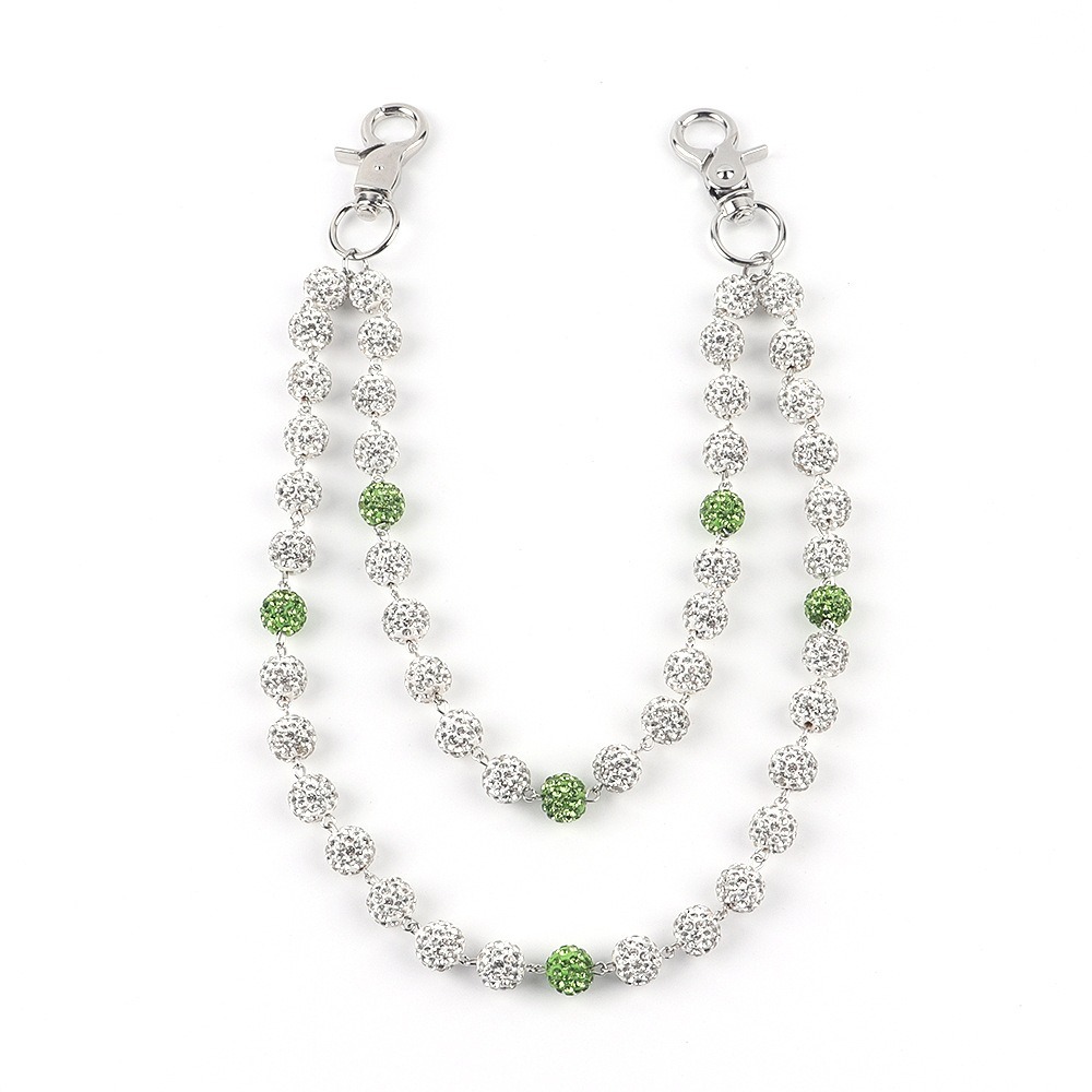 Street Fashion Jewelry - กางเกงฮิปฮอปแบบใหม่ พวงกุญแจประดับเพชร กางเกงฮิปสเตอร์สีขาว กระเป๋าสตางค์ สายคาดเอว โซ่กางเกงยีนส์