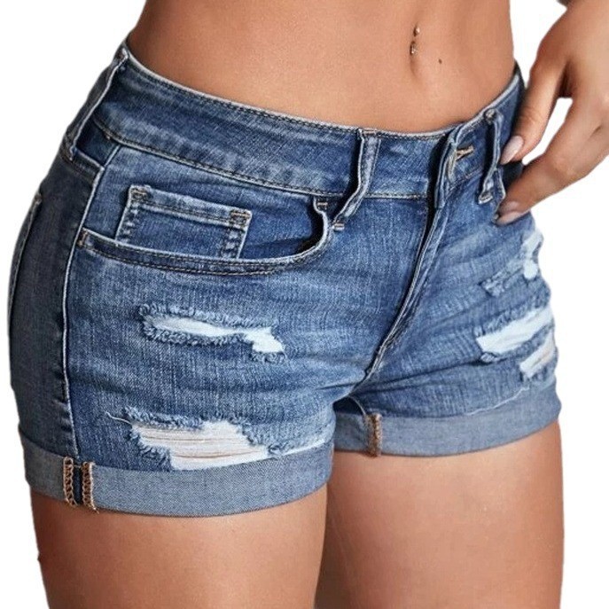 กางเกงยีนส์ขาสั้นเอวสูงทรงสกิน - Distressed Jean Rip บทวิจารณ์และราคา