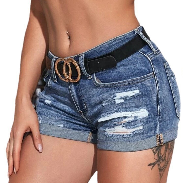 กางเกงยีนส์ขาสั้นเอวสูงทรงสกิน - Distressed Jean Rip บทวิจารณ์และราคา
