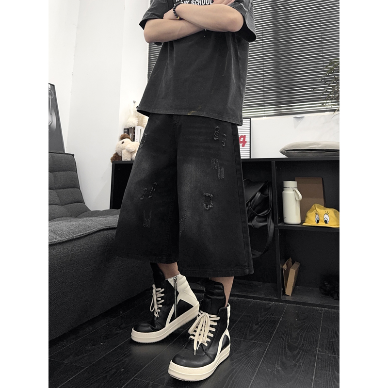 กางเกงยีนส์ขาสั้นทรงตรงสไตล์อเ - Distressed Jean Rip บทวิจารณ์และราคา
