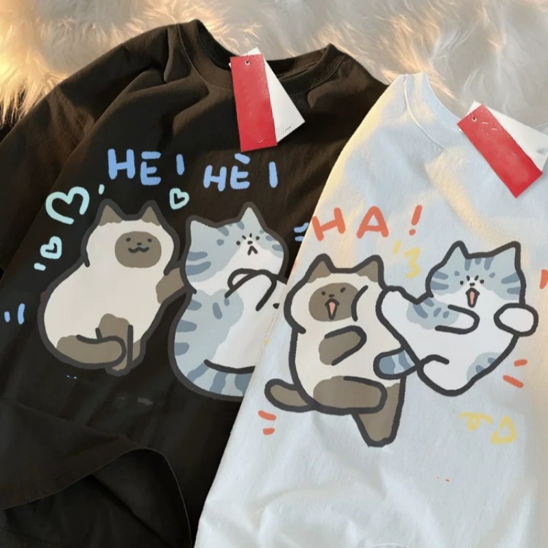 ZAZOMDE 2025 แมวตลกพิมพ์ผ้าฝ้า - Street Fashion Japan 2025 บทวิจารณ์และราคา