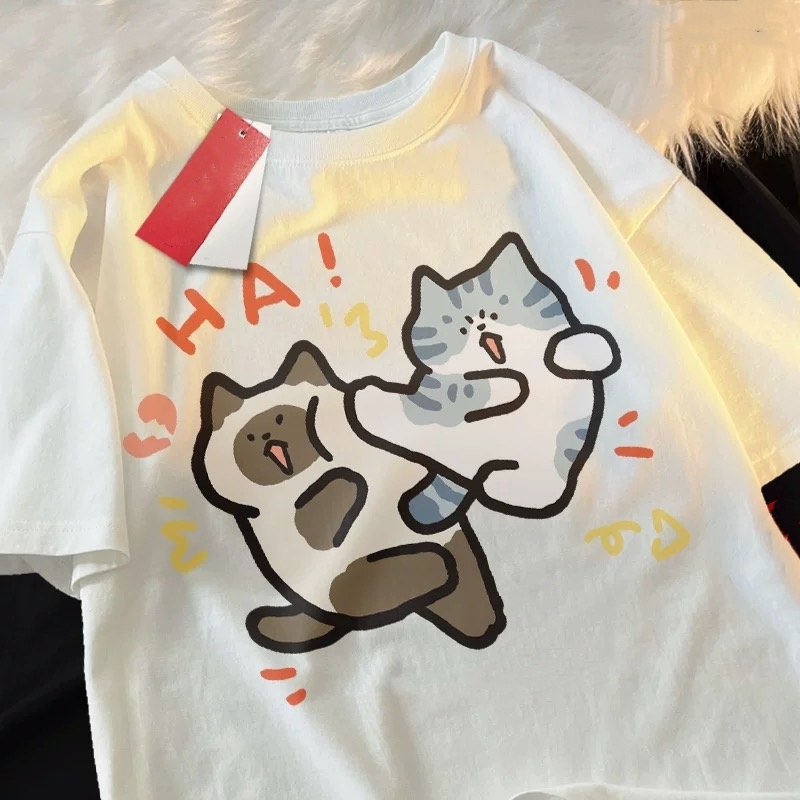 ZAZOMDE 2025 แมวตลกพิมพ์ผ้าฝ้า - Street Fashion Japan 2025 บทวิจารณ์และราคา