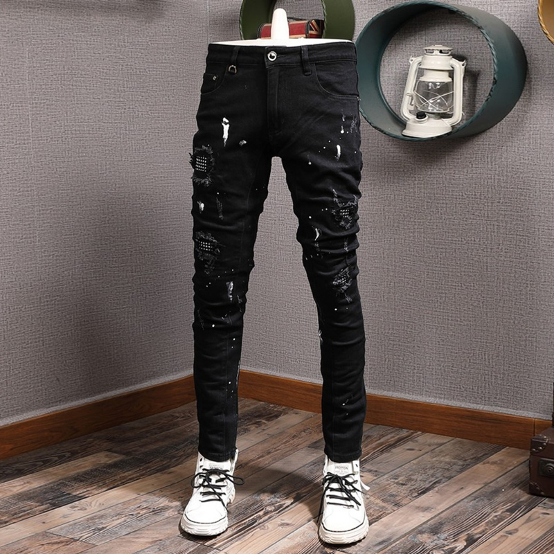Streetwear กางเกงยีนส์ผู้ชายแฟ - Distressed Jean Rip บทวิจารณ์และราคา