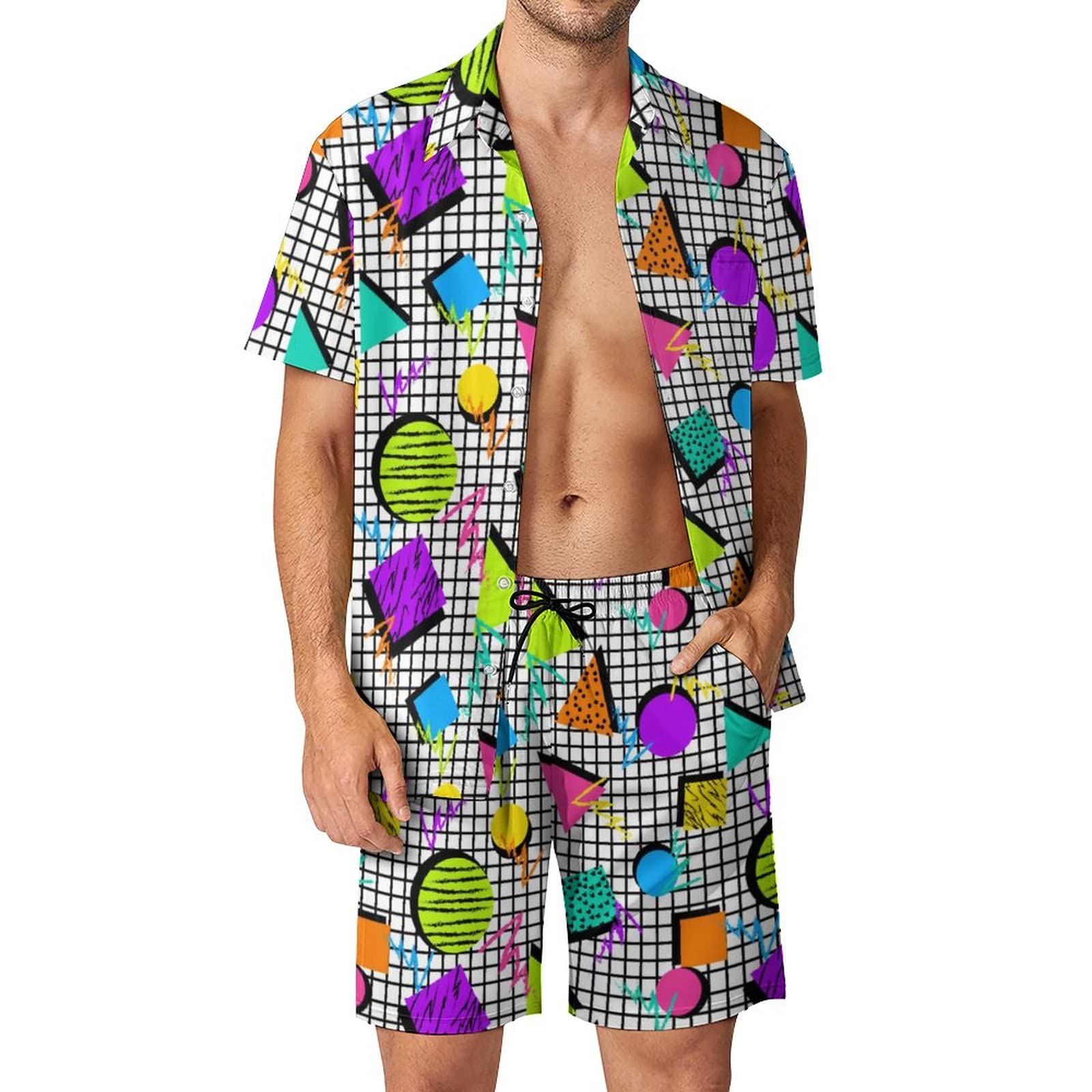 ชุดเสื้อเชิ้ตผู้ชายลายพิมพ์สาม - Street Fashion Clothes บทวิจารณ์และราคา