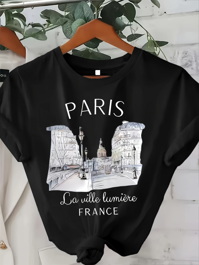 เสื้อยืดคอกลมลายพิมพ์ปารีสสำหร - Street Fashion Paris 2025 บทวิจารณ์และราคา