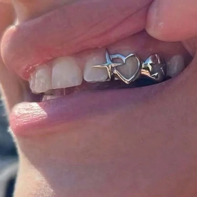 ฝาครอบฟันรูปหัวใจแบบพังก์ฮิปฮอ - Street Fashion Jewelry บทวิจารณ์และราคา