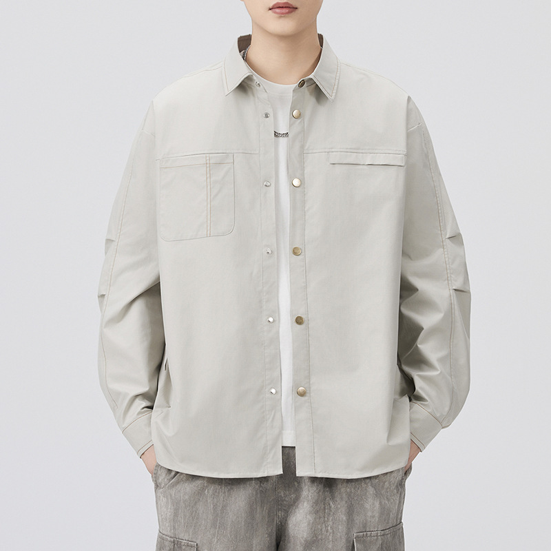 เสื้อเชิ้ตแขนยาวสีพื้นสไตล์ลำล - Street Fashion Japan 2025 บทวิจารณ์และราคา