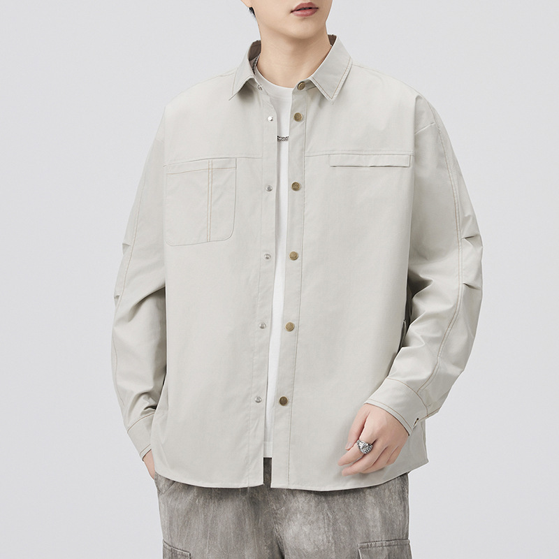 เสื้อเชิ้ตแขนยาวสีพื้นสไตล์ลำล - Street Fashion Japan 2025 บทวิจารณ์และราคา