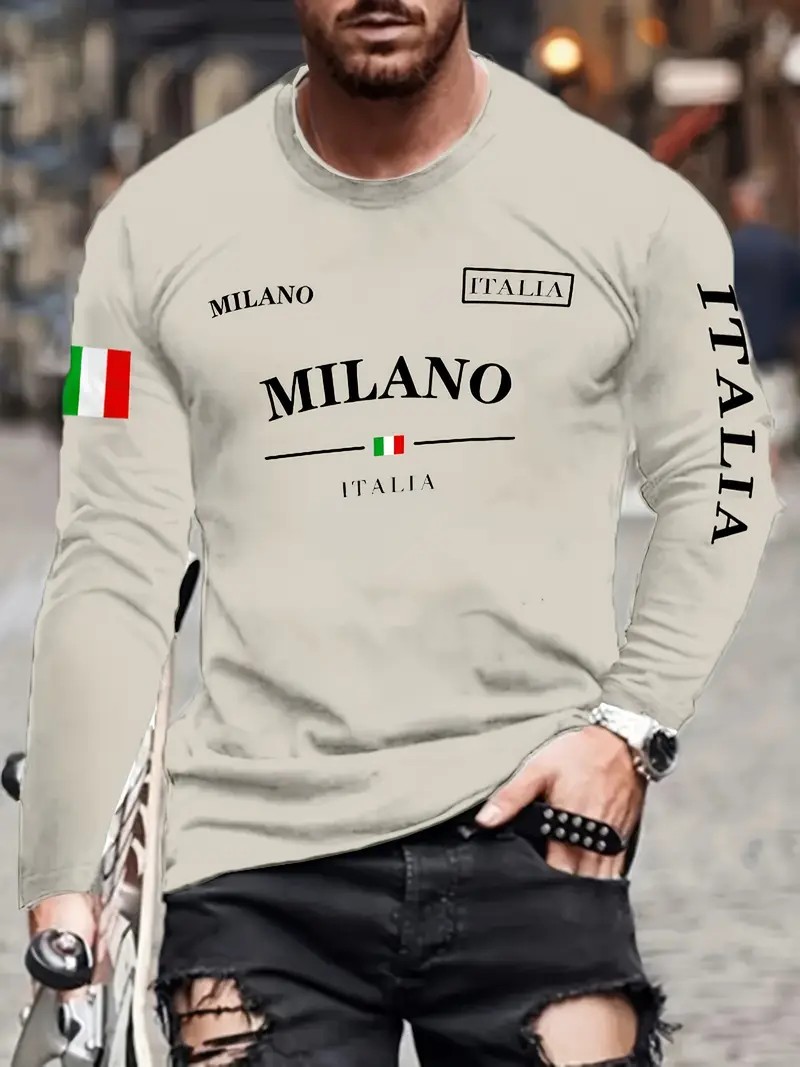 เสื้อยืดแขนยาวผู้ชาย ฤดูใบไม้ผ - Street Fashion In Milan บทวิจารณ์และราคา